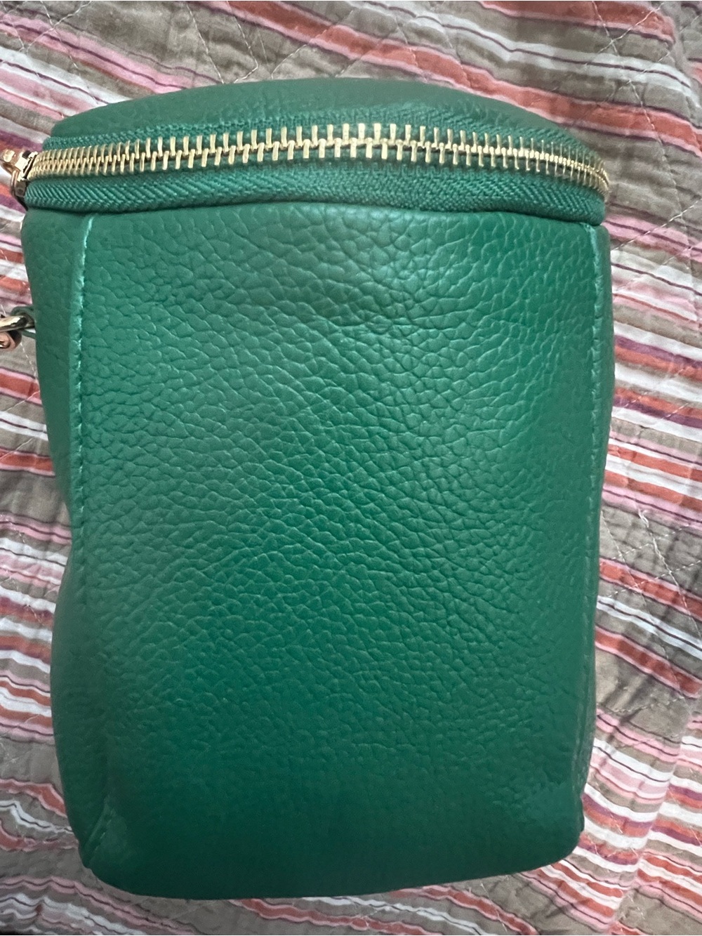 Green Crossbody Phone Bag - Compact Vegan Leather Shoulder Pouch - Picture 2 of 7